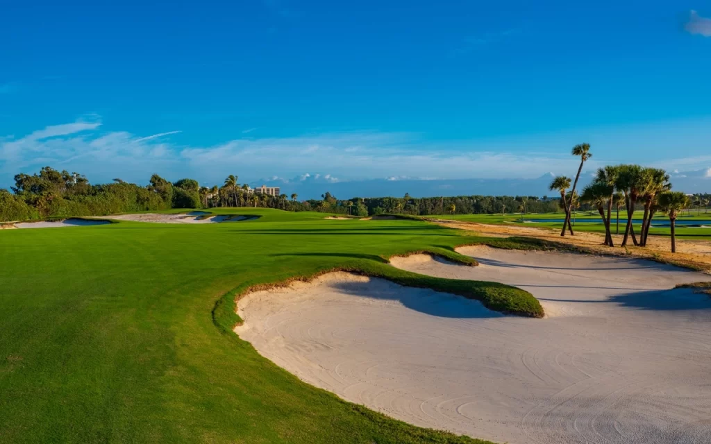 A daylight view of Seminole golf club with blue sky