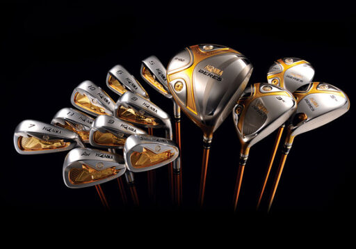 A view of bunch of expensive golf clubs