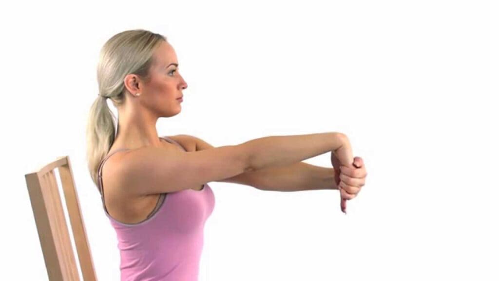 a lady doing wrist flexor