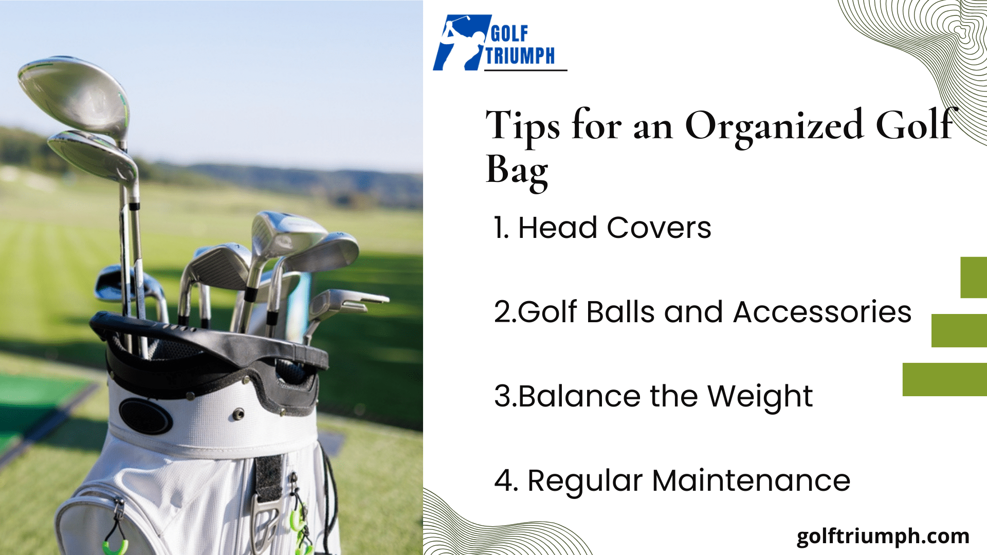 key features of setting a golf bag