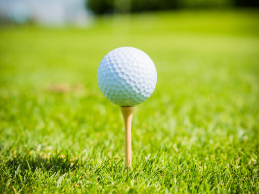 Golf Ball On Golf Green Grass Natural Fairway