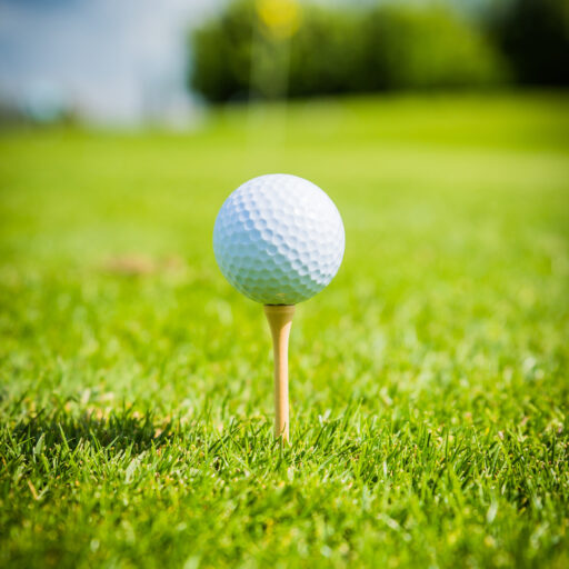 Golf Ball On Golf Green Grass Natural Fairway